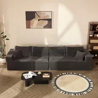 Litbird Modulares L-förmiges Ecksofa mit Schlaffunktion – rahmenloses Schlafsofa mit symmetrischem Doppelsitz, extra tiefer Sitzfläche, montagefrei, für Wohnzimmer,Grau