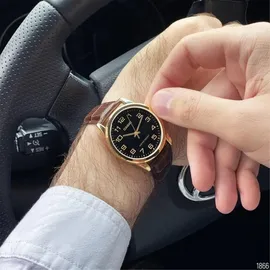 Casio Herren-Armbanduhr Analog Quarz Leder MTP-V001GL-1