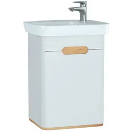 Vitra Sento Waschtisch-Unterschrank 60779 50 cm, Weiß Matt, Dekor, mit Handwaschbecken, Türanschlag links