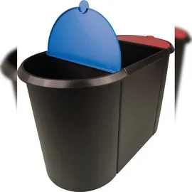 Helit Trio-System Papierkorb 38 l Schwarz/Rot/Blau