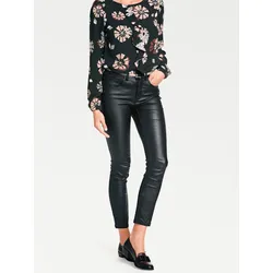 Röhrenhose HEINE, Damen, Gr. 18, Kurzgrößen, schwarz, 76% Viskose, 21% Polyamid, 3% Elasthan, Miedereinsatz:15% Elasthan, 85% Polyamid, unifarben, lang, Hosen