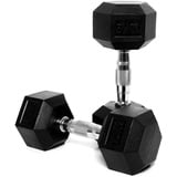 CorePowerPro Hexagon Hantel Set (2x10kg), Gummierte Kurzhanteln Set mit Verchromten Griff, Dumbbells für Gym, Studio und Zuhause, Strength Training Equipment Gewicht Set