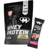 1kg Mammut Whey Protein Eiweißshake - Set inkl. Protein Shaker, Riegel, Powderbank oder Tasse (Vanilla Ice Cream, Mammut Protein Bar - Raspberry)