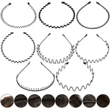 8 Stück Haarreifen Männer, Zickzack Haarreif aus Metall, Wellen-Haarband für Frisurenstyling, Haarband Männer Unisex für Sport und Alltag