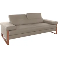 2,5-Sitzer W.SCHILLIG "finn", braun (stone z59), B:230cm H:71cm T:106cm, Flachgewebe S22 (100% Polyester);Stoff S37 (100% Polyester);Longlife Xtra-Leder Z59: Glattleder mit modischer Prägung. Hautstärke 0, 9 - 1, 1 mm, Sofas, German Design Award 2016, Fußgestell Nussbaum natur, Breite 230 cm