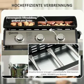 Outsunny Gasgrill Tischgrill schwarz