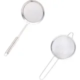 BJ 304 Edelstahlsieb-Set, feinmaschig, für Sojamilch und Mehl, mit Aufschäumlöffel, 2-teilig