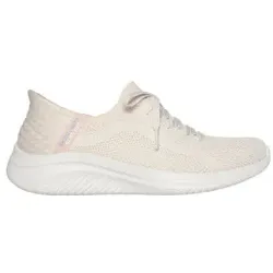 Skechers für Damen. 149710 Pantoletten Ultra Flex 3.0 beige Hausschuhe (41), Stoff, 3 bis 5 cm, Schnürsenkel, Lässig, Sportlich