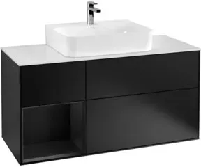 V&B Waschtischunterschrank Wandbeleuchtung Finion 120cm, Pl w m, Rg l bla m Lac, bla m Lac