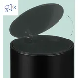 Relaxdays Kosmetikeimer, 5 Liter, Absenkautomatik, entnehmbarer Inneneimer, Metall, Bad Mülleimer mit Deckel, schwarz