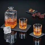Relaxdays Schieferplatte, 4er Set, rechteckige Servierplatte, 26 x 16 cm, für Käse, Sushi, Desserts, Buffet, anthrazit