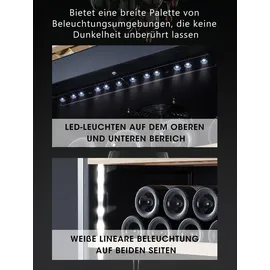 Kalamera Weinkühlschrank Upgrade, 84 Flaschen, 266 Liter, LED-Innenbeleuchtung Streifen, 2 Kühlzonen 5-10°C/10-18°C, KRC-266BFG