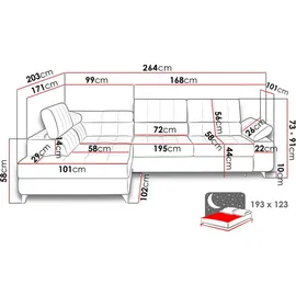 Mirjan24 Eckcouch Abriamo 10 L-Form 2-Sitzer Grün