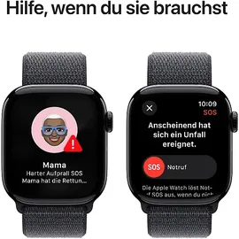 Apple Watch Series 10 GPS 42 mm Aluminiumgehäuse diamantschwarz Sport Loop tinte