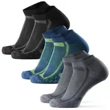 Danish Endurance Long Distance Low-Cut Sportsocken 3er Pack Schwarz/Grau/Blau 39-42