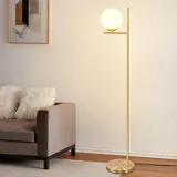 ZMH Stehlampe Wohnzimmer Modern Standleuchte - Gold Industrial Stehleuchte mit Fußschalter Metall Design aus Weiß Glas Standlampe E27 Vintage Bodenlampe Kabel 2M für Schlafzimmer Büro kinderzimmer