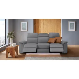 Home Affaire 3-Sitzer HOME AFFAIRE "Pareli 229cm, manuelle u. elektr. Relaxfunktion in 2 Sitzen", grau (anthrazit), B:229cm H:98cm T:142cm, Webstoff (95% Polyester 5%Nylon), Sofas, USB, KT-Verstellung, LED Beleuchtung, in Echtleder, Kunstleder, Web