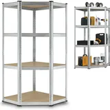 Juskys Eckregal Metall 160 x 75 x 40-75 cm Silber