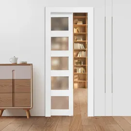 Vevor Schiebetür rechts 76,5 x 203,5 cm weiß