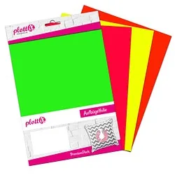 plottiX PremiumFlock Neon Aufbügelfolie farbsortiert Flock-Folie 20,0 x 30,0 cm,  4 St.