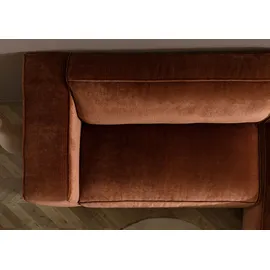 Massivmoebel24 Ecksofa 304x164x69 Ottomane rechts Cord kupfer VALENCIA