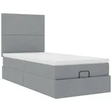 vidaXL Ottoman-Bett mit Matratze Hellgrau 100x200 cm Stoff