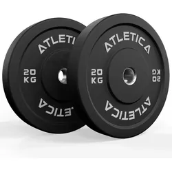 ATLETICA Bumper Plates | Paar | 2x20kg | Ø 50 mm Edelstahlring | Härtetyp 90 EINHEITSGRÖSSE