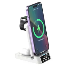 Lobwerk 4in1 induktive Ladestation Wireless Charger Ladegerät Digitaluhr Docking,