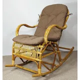 Rattani Schaukelstuhl Rattan Schaukelstuhl Semanbo Rocking Chair + Polster