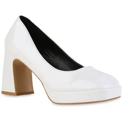 Damen Plateau Pumps in Weiss Lack