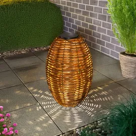 esotec Laterne Kunststoff, Metall H=60 cm Solar LED spritzwassergeschützt IP44 braun