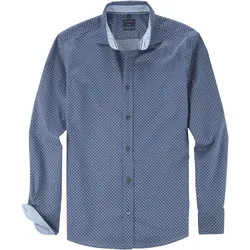 Langarmhemd OLYMP "Casual", Herren, Gr. XXL, N-Gr, blau (marine), Web, Obermaterial: 100% Baumwolle, casual, regular fit, Langarm Manschette, Hemden, modisch gemustert