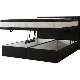 Trada Bond Boxspringbett 200 x 200 mit Bettkasten mit Matratze Schwarz - TRADA