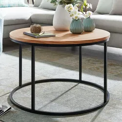 Kadima Design Couchtisch, Holzmaserung, Metallgestell, Eichenfurnier, Leichte Reinigung. 70x70x45 cm