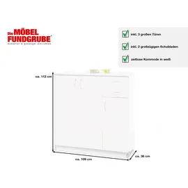 Die Möbelfundgrube Highboard 109 x 112 x 35 cm Weiß