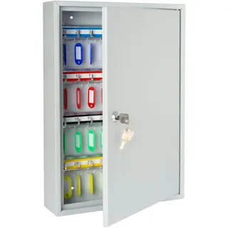 HMF 13564-07 Schlüsselschrank, 64 Haken, 45 x 30 x 8 cm, Lichtgrau