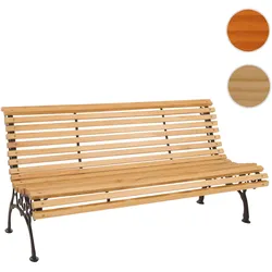 Gartenbank HWC-O24, Sitzbank Parkbank Holzbank 3-Sitzer, Gusseisen Holz Kiefer, 160cm ~ natur