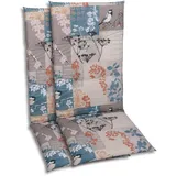 GO-DE Textil Bequeme und attraktive Polsterauflagen für Hochlehner-Gartenstühle (2er-Set, Blattmotiv-Natur Taupe, Hochlehner)