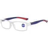 Lanomi Lesebrille Blaulichtfilter Damen Herren Flexibel Leicht Lesehilfe Rechteckig Kunststoffe Sehhilfe mit Sehstärke Weiß Rahmen Blau Beine 2.5 - M