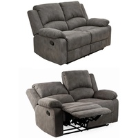 Relaxsofa 2-Sitzer Couch Liegefunktion Federkern Polster Stoff Vintage Anthrazit