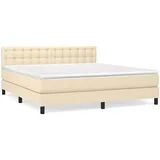 vidaXL Boxspringbett mit Matratze Creme 180x200 cm Stoff1376744