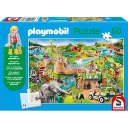 Schmidt Spiele Puzzle 60 Teile Schmidt Spiele Kinder Puzzle Playmobil Zoo mit Figur 56381, 60 Puzzleteile