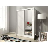 Schiebetürenschrank Kleiderschrank Schlafzimmer 150 cm - weiß - 1 Spiegel - Weiß