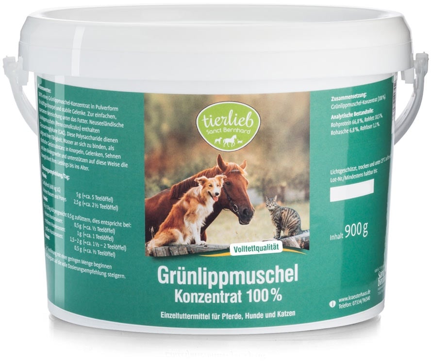 tierlieb Green-lipped Mussel Concentrate 100% · Single feed for horses, dogs and cats - 900 g