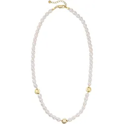 Perlenkette FIRETTI "Schmuck Geschenk Silber 925 Halsschmuck Halskette Smiley", gold (gelbgoldfarben, weiß), Halsketten, Damen, Silber 925 (Sterlingsilber)-Perlen, L: 45cm, Silber 925 (Sterlingsilber), Perlen, mit Perle (synth.)