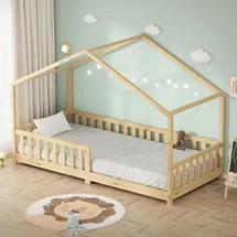 ML-Design Hausbett 90 x 200 cm Kiefer naturbelassen beige