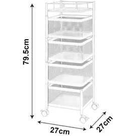 [en.casa] Servierwagen Sunndal mit 4 Ebenen 79,5x27x27cm Schwarz