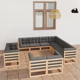 vidaXL Garten-Lounge-Set 11-tlg. grau