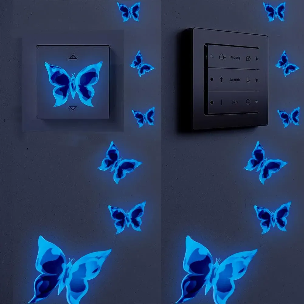 Blaue, im Dunkeln leuchtende Schmetterlings-Wandaufkleber, Raumdekoration, Wohnzimmer, Schlafzimmer, Wandaufkleber