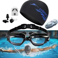 XUBX Unisex Schwimmbrille und Badekappen mit Nasenclip, Ohrstöpsel, Anti-Beschlag, UV-Schutz, wasserdicht, Taucherbrille Erwachsene für Herren Damen